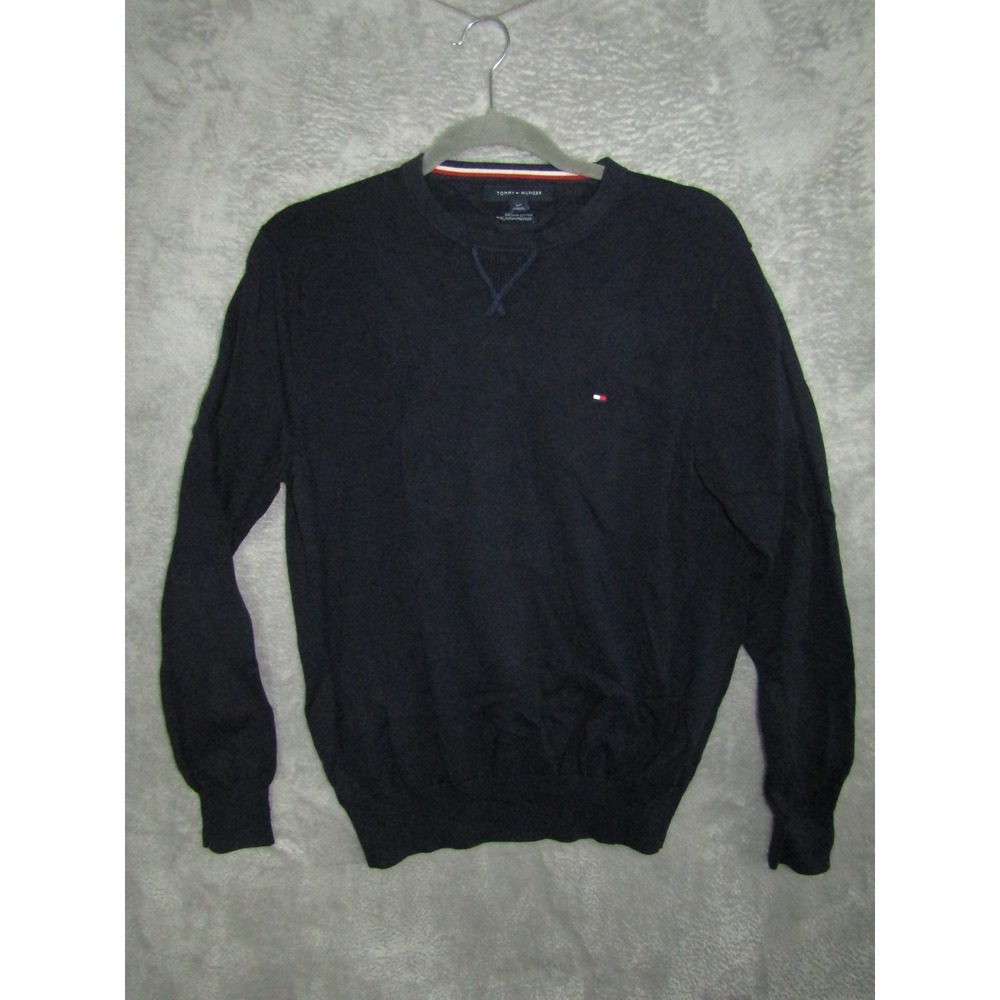 Tommy Hilfiger Men Navy Blue Premium Cotton Crew Neck Sweater Size S P